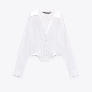 NWT Zara Corset Style Poplin Top in White